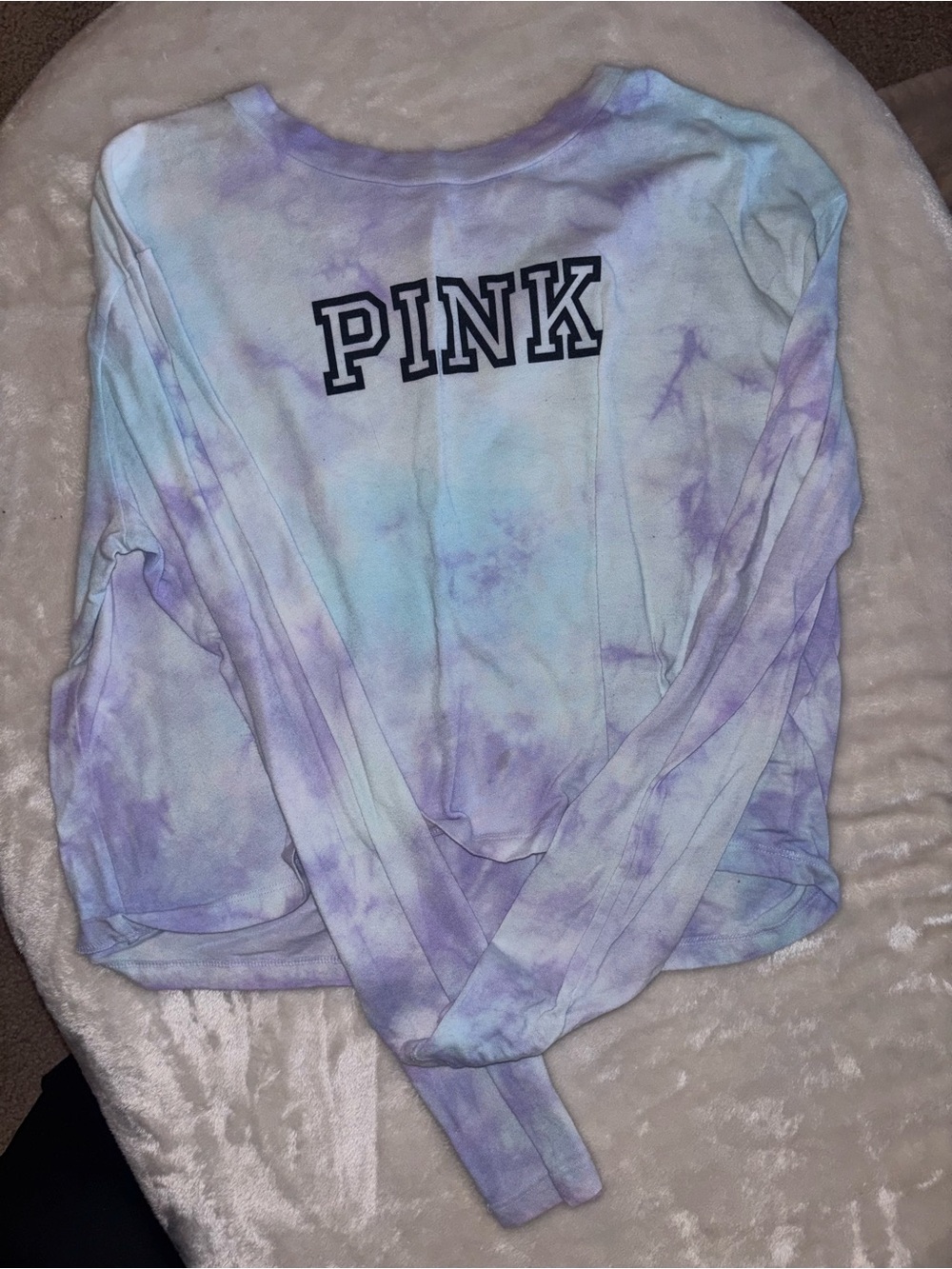 PINK Victoria's Secret Purple & Blue Tie-Dye Long Sleeve Sweatshirt